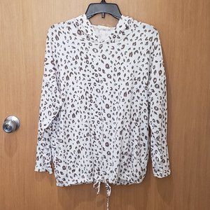 Olivia Rae, Leopard print super soft long sleeve hoodie with drawstring hem, L